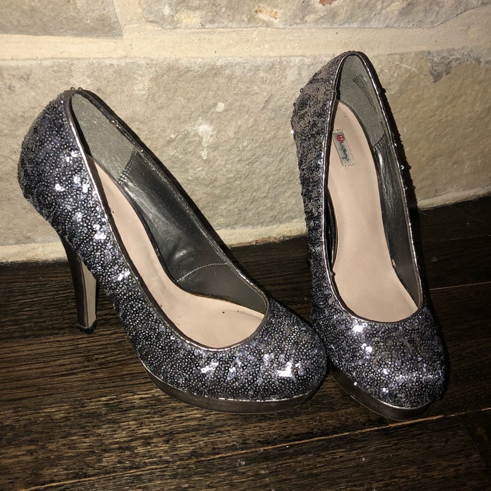 Pewter Sequined Heels